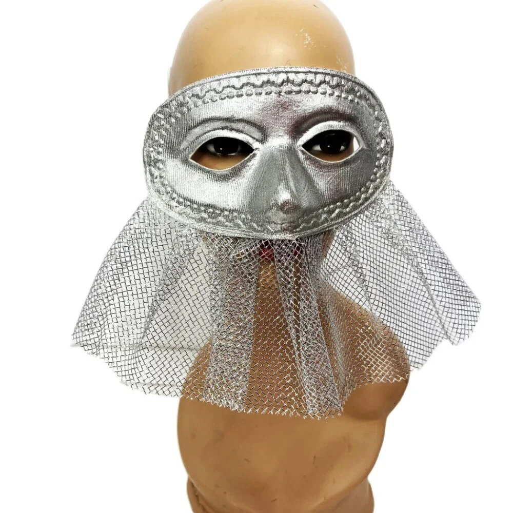 Domino style Silver Fabric Mask with netting NWT NOS